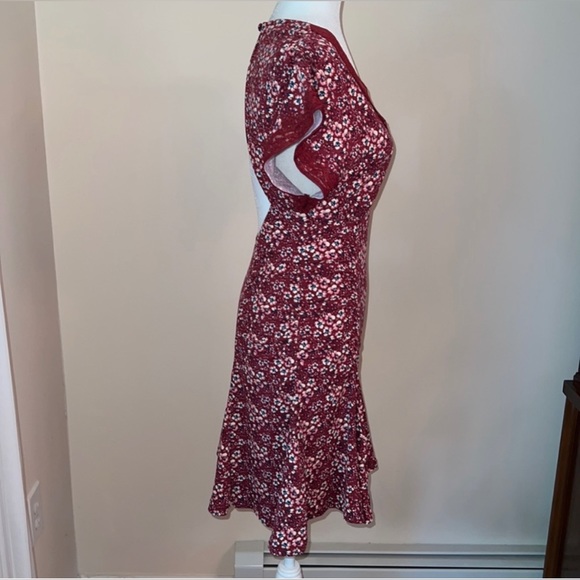 NWOT Free People sweet talker floral lace V neck ruched keyhole mini dress - Picture 10 of 14